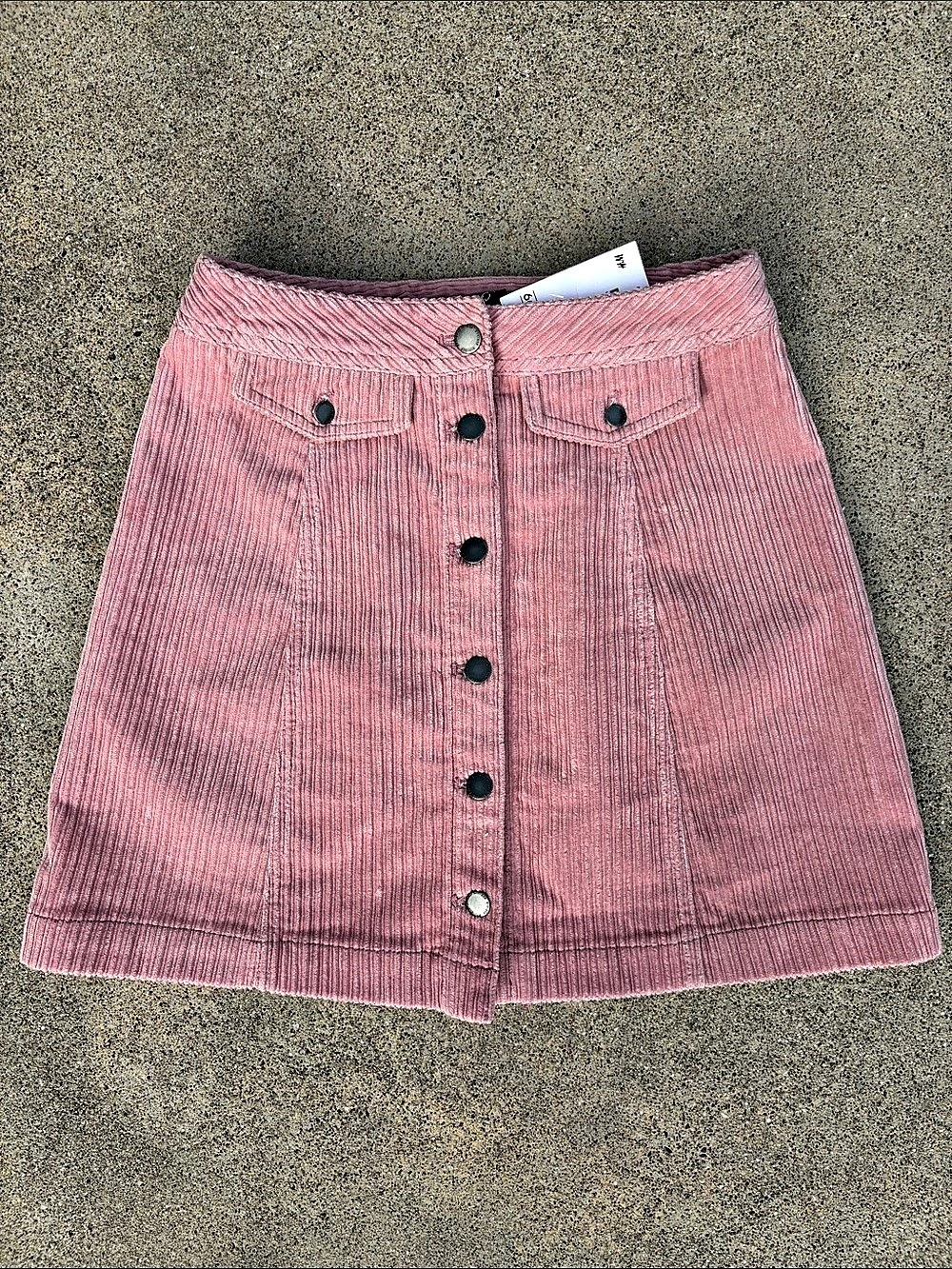 H&M Divided Corduroy Button-Front Mini Skirt Corduroy Mini Skirt in Pink Size 2